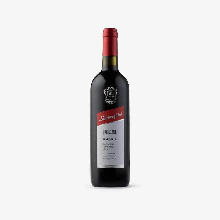 Wine bottle with a visible label on a white background
