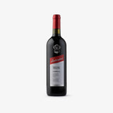 Wine bottle with a visible label on a white background