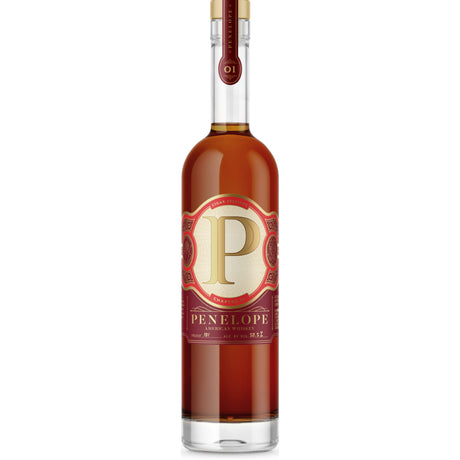 Bottle of Penelope American Whiskey on a white background